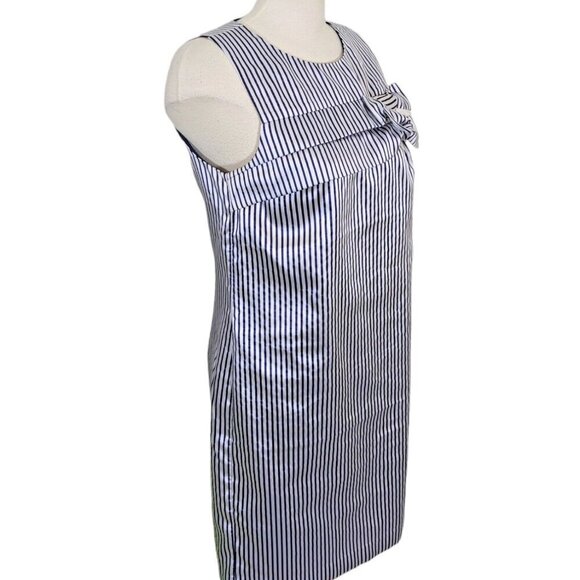 Banana Republic Dress Womens Size 8 Navy Silver Bow Striped Sheath Career Party - Picture 3 of 8